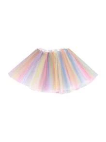 6-lagiger Tüllrock, Regenbogen 30cm Ballettrock, Partykostüm Tüllrock, Karneval Weihnachten Halloween Geschenke, geeignet für Outdoor, Party, Cosplay, Ballett, Laufen, Prinzessinnen-Hochzeit, geeignet für 3-12 Jahre alt