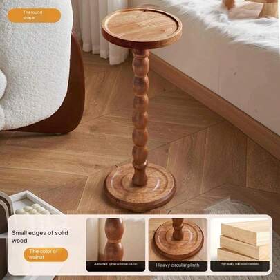 现代圆形木质边桌、茶几、木制咖啡桌、木制咖啡桌、小边桌、客厅、沙发、卧室多功能底座、植物架、家居装饰家具，适用于客厅、卧室、床边、花园