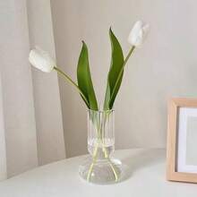 Lake Balaton 1pc Transparent Glass Vase, Mini Wave Pattern Flower Container For Dry Flowers And Cut Flowers, Suitable For Home Decor, Living Room Decor, Flower Vase Display - Transparent - View 11