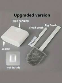 1Set Of 2 Toilet Brushes And 1 Sealed Toilet Seat Box, Wall-Mounted Toilet Brush, Silicone Soft Toilet Brush Head, Long Handle Toilet Brush, Multi-Functional Household Brush Bathroom Decor Summer