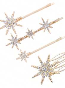 Acessório de Cabelo Nupcial de Moda Retrô em Formato de Estrela de Liga de Zinco para Online, Clipe de Cabelo de Cristal da Galáxia Europeia e Americana, Decoração de Cabelo para Casamento/Festa