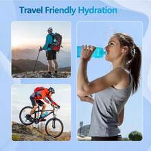 Botella de agua para bicicleta de 24oz de PZLife, botella de agua de presión a prueba de fugas con escala de capacidad y tapa extraíble, reutilizable, para bicicleta, gimnasio, senderismo - Azul oscuro - Ver 3