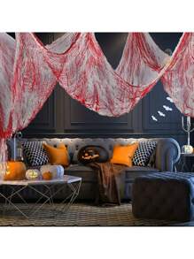 1 Stück/3 Stück 76x183 cm Blutiges Horror Vorhang, Halloween Dekoration für Türöffnung, Eingang und Fenster - perfekt für Grusel-Partyhaus (kann selbst zerrissen und bemalt werden, Foto zeigt zerrissenen und bemalten Effekt), Halloween Party Dekoration