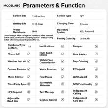 JELLOO Montres connectées pour hommes (répondre/passer des appels), montre connectée robuste pour l'extérieur 450 mAh, tracker de fitness avec surveillance du sommeil, montre connectée tactique et étanche pour le sport, compatible avec les téléphones Android et iOS