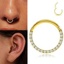 1 pièce Anneau de nez en acier inoxydable avec zirconium cubique, bijou de piercing anneau de nez sans couture fermé