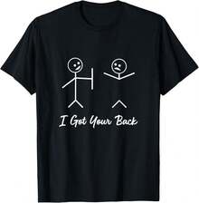 Camiseta divertida de figuras de palos "Te cubro las espaldas" - Negro - Ver 1