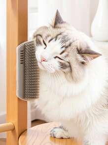 1pc Pet Cat Scratching Massage Brush With Mint Ball, Feline Rubbing Corner Molar Toy, Anti-Shedding & Itching