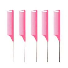 6pcsRandom Color Combination, 2025 New Rat Tail Comb | Carbon Fiber Heat-Resistant Design With Stainless Steel Pin Tail, Ideal For Teasing And Sectioning Hair