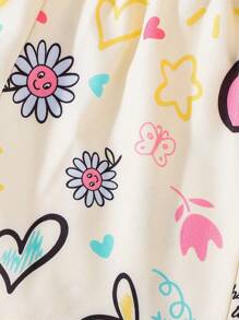 2pcs Baby Girls Floral Print Shirt + Shorts Set, Cute Toddler Outfit For Summer