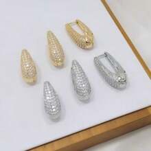 Kit 3 Pairs Of Luxury Earrings For Women Inlaid With Zirconias, Plated In 18K Gold Or 925 Silver - Vàng - Xem 4