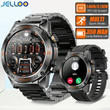 JELLOO Montres connectées pour hommes (répondre/passer des appels), montre connectée robuste pour l'extérieur 450 mAh, tracker de fitness avec surveillance du sommeil, montre connectée tactique et étanche pour le sport, compatible avec les téléphones Android et iOS