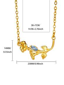 1PC Gold Birth Flower Necklace For Women 12 Month Birthstone Bouquet Pendant Floral Necklace, Daily Wear Jewelry For Valentine's Day Wedding Birthday Gift