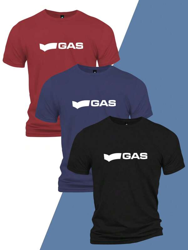 3 Pezzi/Confezione Tuta sportiva casual da uomo, comoda, aderente, traspirante, con motivo a lettera personalizzata, maglietta a girocollo a maniche corte in misto poliestere e spandex, lavabile in lavatrice, morbida, leggera, adatta per uomo d'estate - ottima per attività all'aperto, viaggi e relax, regalo perfetto per marito o fidanzato