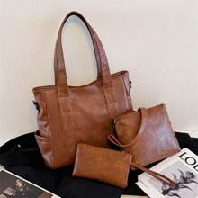 Juego de 3 piezas: bolsos de moda para mujer, cartera, bolso de mano, bolso de hombro, bolso de tapa