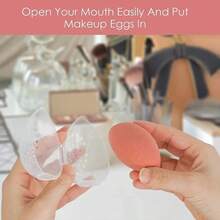 1 hộp đựng mỹ phẩm bằng nhựa hình quả trứng, mút trang điểm hình quả trứng & giá đỡ mút trang điểm - Tổ chức thời trang, có lỗ thông gió, thiết kế di động tiện lợi khi đi du lịch, giá đỡ mút trang điểm cho cả nam và nữ, thoáng khí, không mùi, hộp đựng mút trang điểm trong suốt - Trong sáng - Xem 4