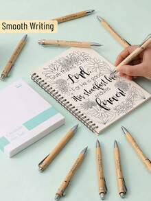 30pcs Bible Verse Neutral Pens Gift Set - Includes 10 Inspirational Christian Quotes - Bamboo Ballpoint Pens, Christian Gifts For Men Women, Ramadan Eid Gifts, Employee Appreciation, Back To School Stationery (5/10/30pcs)