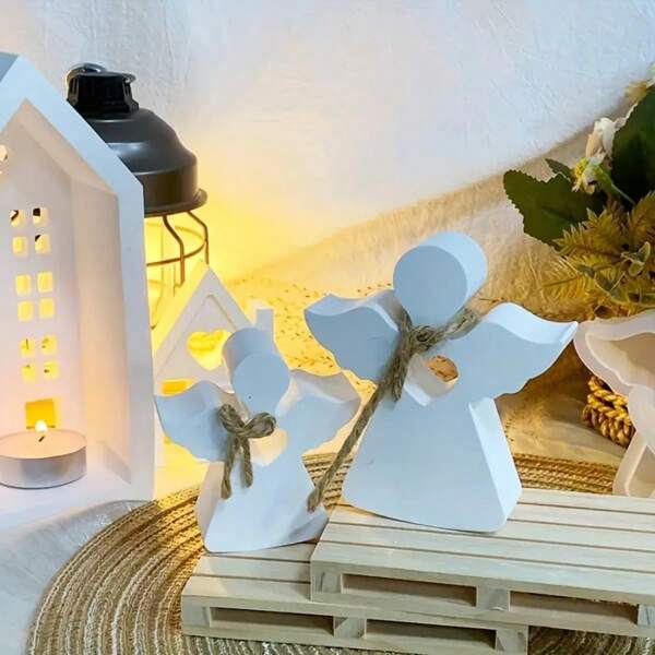 Multiple Sizes Heart-Shaped Angel Silicone Mold, Creative Home Decor Gypsum Mold, Resin Mold For Easter Crafts