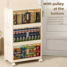 40cm Wide Pp Multi-Layer Detachable Folding Storage Cabinets, Bedroom Clothes Storage Cabinets, Children's Snacks Storage Cabinets, Kitchen Tableware Storage Cabinets Dust-Proof And Clean Storage.