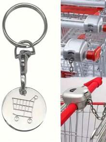1 Peça/3 Peças Token de Carrinho de Compras, Chaveiro de Metal Inoxidável, Enfeite de Chaveiro com Chave de Desbloqueio de Carrinho, Acessório de Chaveiro