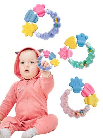 1pc Baby Teething Gum, Ringing Toys, Children's Puzzle Toy, Soft Silicone Teething Toy Suitable For Toddler Boys And Girls Easter Gift Teething Toys, Holiday Gift, Birthday Gift, Christmas Gift