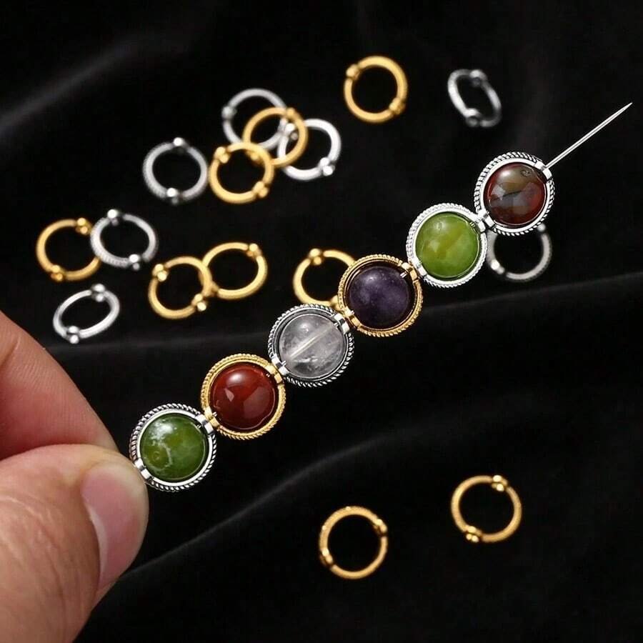 30 件/套银色和金色环珠、椭圆形框架连接珠，适用于制作珠宝、手链、项链、花边结、DIY 工艺用品 - 彩色 - 查看 1