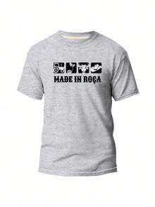 Camiseta Rodeio Country Masculino 100% Algodão Agro Made in Roça Camisa Estampada Fazenda - Cinza - Visão 1
