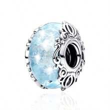 PARCOM Set di gioielli in argento placcato 925 con perline di vetro a forma di fiocco di neve, design alla moda e affascinante, adatto come accessorio per bracciali e collane, può essere utilizzato come ornamento per bracciali perfetti per compleanni, festività, regalo