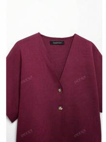 DEEKA Tenue de remise des diplômes d'été pour femmes, veste de sport tricotée à col V, manches courtes, style de simplicité, style européen/américain