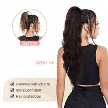66 Cm Claw Ponytail Extension - Long, Water Wave Style, Heat Resistant Synthetic Hairpiece For Women, Ideal For Parties And Daily Wear, Black, Brown, Blonde, Heat Resistant Fiber - Multicolor - View 8
