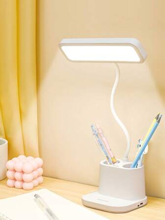 1 件 LED 护眼台灯，学生学习专用宿舍书桌插电/可充电小灯，卧室床头阅读笔架灯