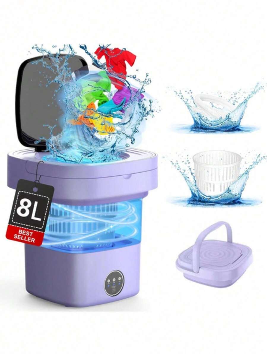 Mini lavadora portatil cubeta plegable de 8L - Tipo de Enchufe A USA (110-127V) - Ver 1