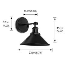 Black Vintage Wireless Battery Operated Wall Sconces, Industrial Cordless Battery Powered Led Wall Lights Set Of 2, Wall Lamp Fixture Indoor With RGB Light Bulb/No RGB Light Bulb Remote Control For Bedroom Farmhouse Gallery