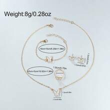 6 pièces Montres pour femmes, cadran simple avec chiffres et aiguilles papillon, montre à quartz ronde. Ensemble de montres, collier, bracelet, bague, boucles d'oreilles. Cadeau pour fête, mariage, vacances à la plage, Saint-Valentin
