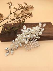 1 件手工波西米亚风水钻和珍珠发饰，奢华、闪亮、高贵、优雅时尚，适合新娘、伴娘、日常、派对、婚礼、舞会活动