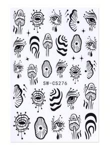 Pegatinas para uñas de diseño de Halloween en 3D, 2 piezas, con diseños de dibujos animados, líneas irregulares de grafiti, setas, ojo maligno, lágrimas del diablo, estrellas, para decoración de manicura y uñas para salón, accesorios DIY Y2K de otoño e invierno
