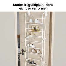 Schuhregal, Schuhregale, 12 Ebenen Schuhständer, für bis zu 36 Paar Schuhe, Tür-Schuhregal, 50x18x183cm, Schuhablage, Weiß, Hängendes, für Türmontage