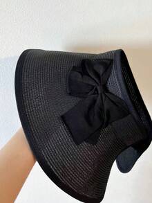 1 件装女士卷起遮阳帽宽边草帽夏季可折叠可打包防紫外线帽海滩旅行帽