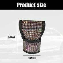 1pc Universal PU Leather Gear Shift Knob Cover, Faux Crystal Rhinestone Decor, Elegant Car Interior Dust-Proof Gear Shift Sleeve, Fashionable Car Accessory, Automotive Essential - one-size - View 3
