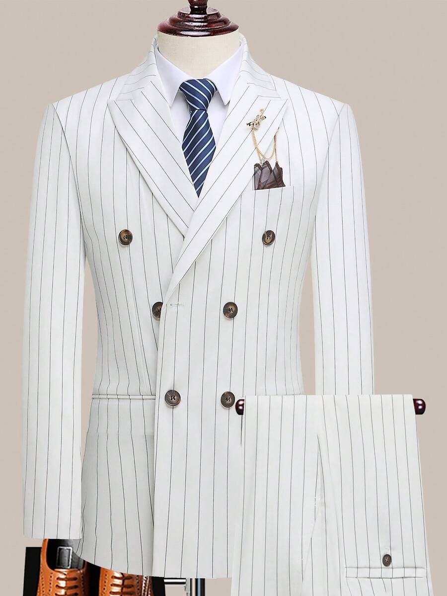 Latest  Business - Evening Attire  Business - Formal Business  Business - Business Commuting    Striped    Spring/Summer    Regular Fit    Double Button    Formal & Evening  Night Out    New Year - 白色條紋 - 查看 1
