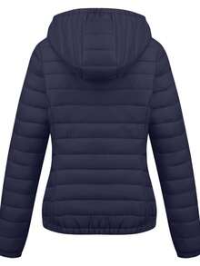 Risissida Women's Autumn Minimalist Hooded Cape Jacket - No Zipper Design, Practical Pockets - Navy Blue - View 4