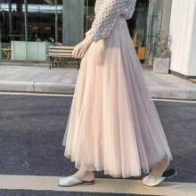 Black/White High Waist Tulle Skirt - 90cm Layered Net Underskirt With Lace Trim, Fluffy Tutu Skirt For Wedding Bridesmaid Cosplay Party Performance (L Size)