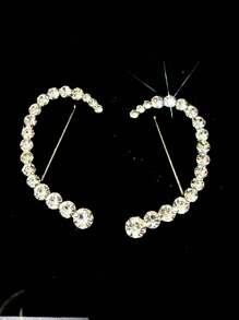 1 pieza Pendiente tipo cuf asimétrico de cristal a la moda, pendiente clip de oreja con rhinestones simétricos minimalistas para mujeres