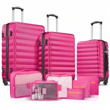 Suitcase Sets Of 3 With 6 Pc Packing Cubes Travel Luggage Set With Spinner Wheels,20 24 28 Inch Carry On And Checked Luggage,Suitable For Holiday,Go To School,Study Abroad,Travel,Trip,Family Relocation,Camping,Photography Expeditions - Multicolor - View 14