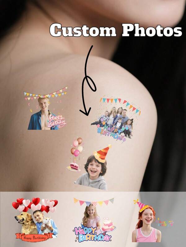 30-300 piezas Tatuajes temporales personalizados, tatuajes falsos personalizados, tatuajes temporales personalizables para niños, pegatinas de tatuajes de cumpleaños con fotos y diseños personalizados, para aniversarios, regalos de boda, San Valentín, ceremonias de graduación, regalos de cumpleaños, regalos ideales para él/ella, amigos, niños, hombres, mujeres, familia