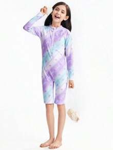 Annil Tween Girl Clothing For Girls Tween Girl Swimwear One-Piece Long Sleeve Suit Summer