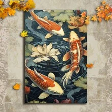 Framed 1pc Koi Fish Pond Lake Wall Art Print Canvas Artprint Desktop Art,Aesthetic Home Decorative Art Poster,Fancy Canvas Art Print Wall Decor,Suitable For Livingroom,Bathroom,Bedroom,Diningroom,Kitchen,Dormitory,Cafe,Corridor,Bar Wall Decoration - Framed - View 1