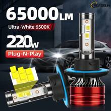 ROADSUN 2pcs H11 9005/HB3 9006/HB4 9007 H4 H13 Upgraded Car Headlight Bulbs, 65000LM 220W 6500K Cool White, High-Power CSP Bright Chip, 1:1 Precise Beam Pattern, 700% Brighter, Easy Installation