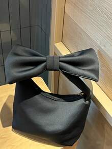 2026春夏新款可爱粉色迷你蝴蝶结手提包、腕包、云朵包，商务女士休闲时尚日常通勤包，适合工作、购物、约会、旅行、大学生、女士包、日常使用 - 黑色 - 查看 5