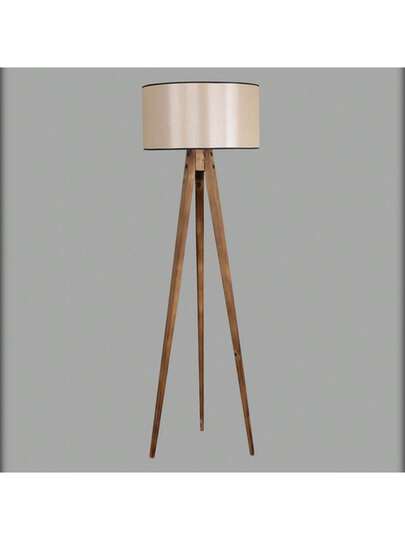 Well Home Vloer Lamp Wood, Verlichting Brown, Wide Beige Shade, Tanganica Collection, 45x45x153, 27 Socket Max 60 W. Free Shipping 24/72h. view 3