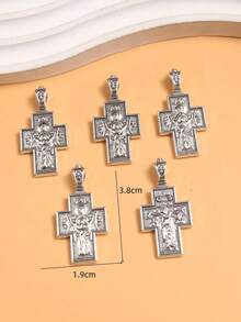 5 件镀银圣十字合金吊坠，DIY 饰品工艺金属配件 M261